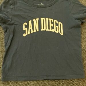 Hollister Blue and Yellow Collegiate Tee